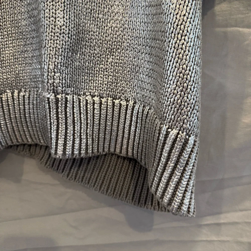 Future Collective Womens 1X Metallic Silver Crewneck Top Y2K Futuristic Chic